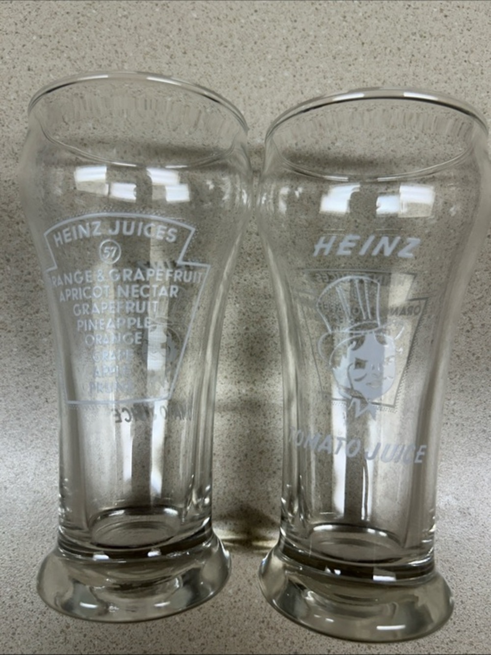 Vintage 1960s Heinz Tomato Juice Promotional Juice Glass Set of 2 Weighted Base - Picture 1 of 1